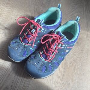 Merrell Navy and Teal Trail Waterproof Hiking Shoes Great for kids or adults